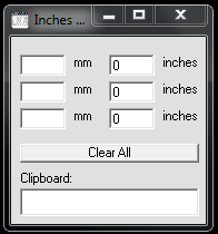 Inches to mm (L x W x H) - Desktop Converter Program - Launch view